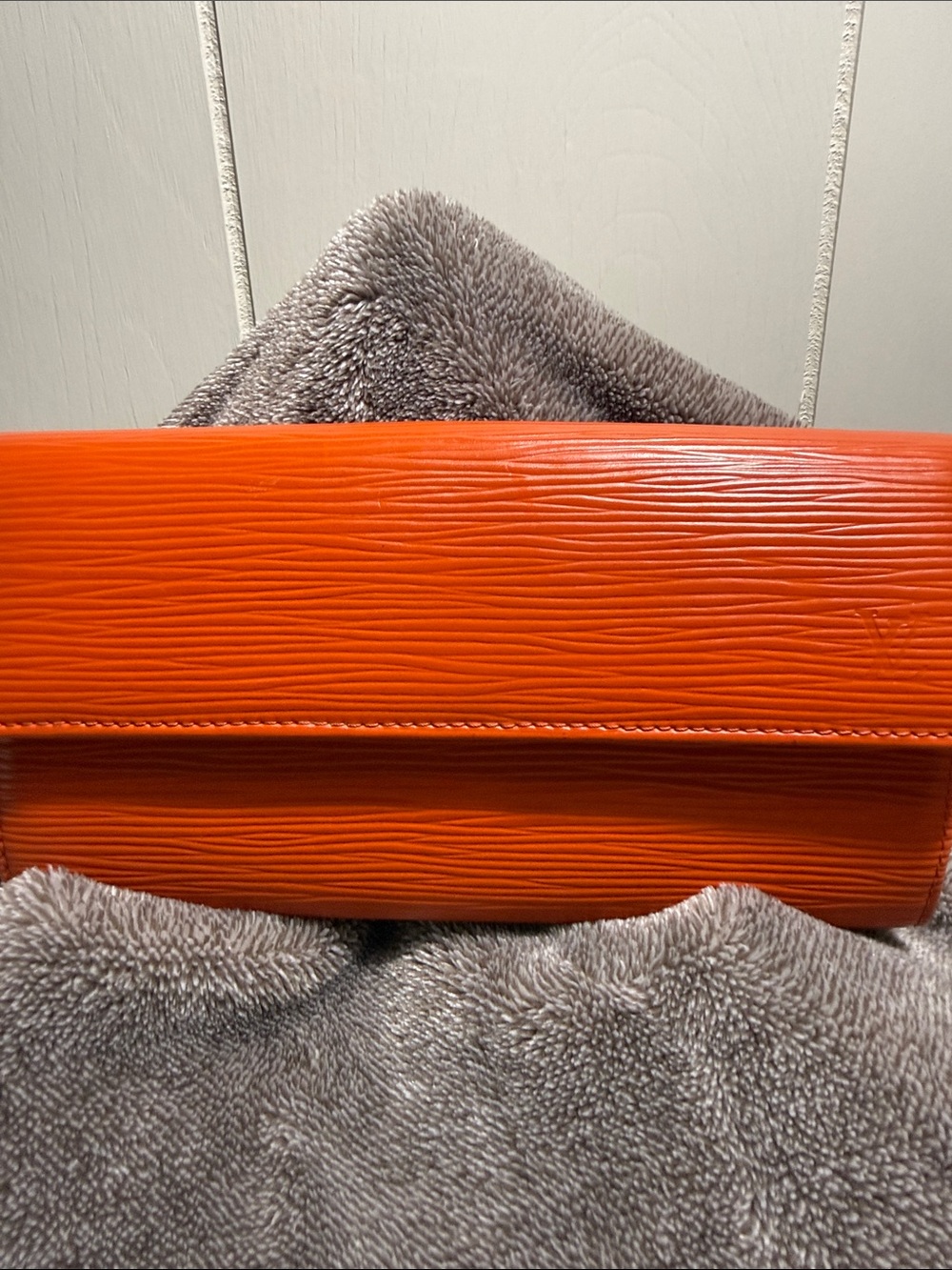 Authentic Louis Vutton Orange Textured Women’s Clutch Bag